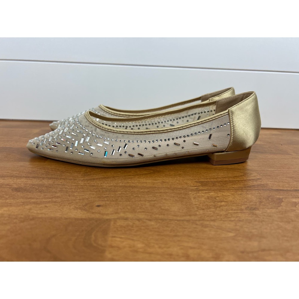 Lulus sparklee champagne rhinestone pointed toe ballet flats - Picture 3 of 8